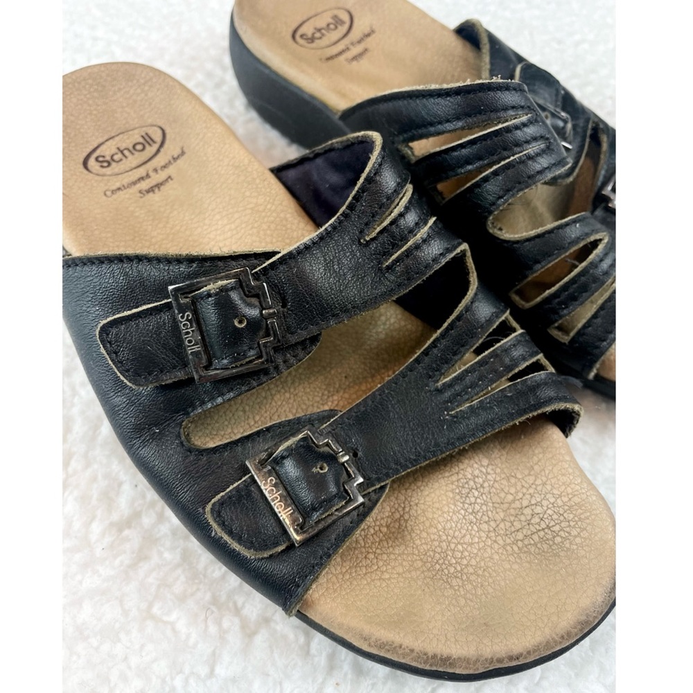 DR. SCHOLL’S • Black/Tan Strappy Buckle Slip-On Sandals, 4 - Picture 11 of 14